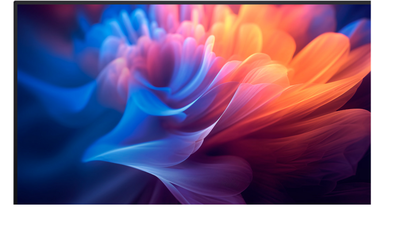 Dell P2725H 27-tollise ekraaniga monitor, kus on esitletud elavat värve ja detailseid õisi kujutav dünaamiline taustapilt.
