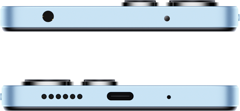 Sinine Xiaomi Redmi 12 nutitelefon, 8+256GB mäluga, kaasaegse disainiga ja olulised ühenduspesad nähtaval.