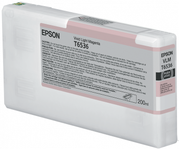 Epson T6536 elav hele magenta tindikassett. Peamine värv on valge korpusega ja roosa-magenta etikettidega. Maht on 200 ml. Sobib professionaalseks printimiseks.