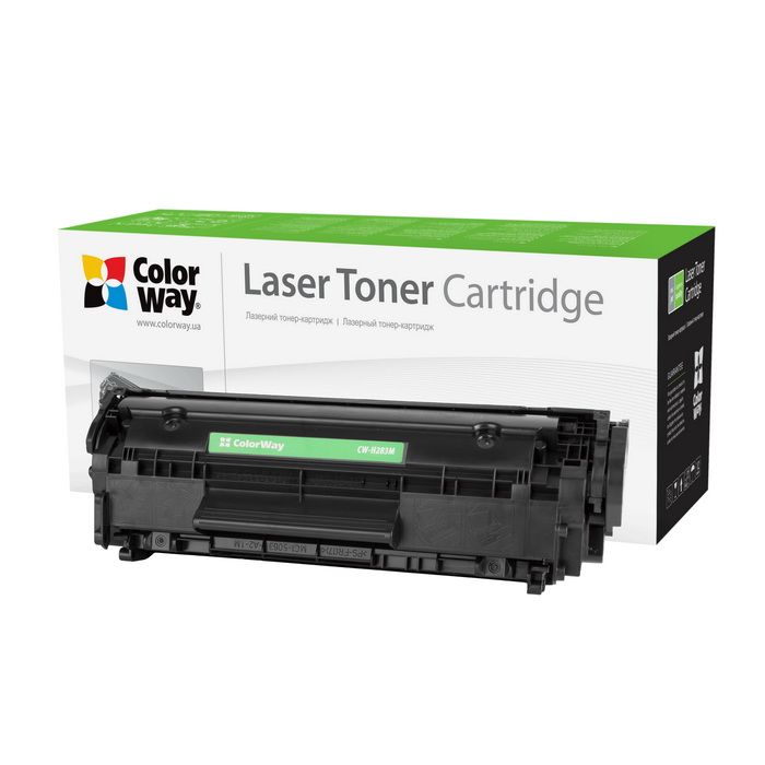ColorWay CW-H283M lasertoonerkassett, must värv, pakendatud karbis koos brändi ja toote infoga, loodud kasutamiseks laserprinterites.