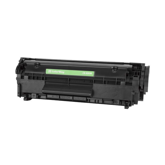 ColorWay CW-H283M must tooner. Peamised omadused: kasseti kuju, roheline trükiriba keskel, kasutatud standardsetes laserprinterites.