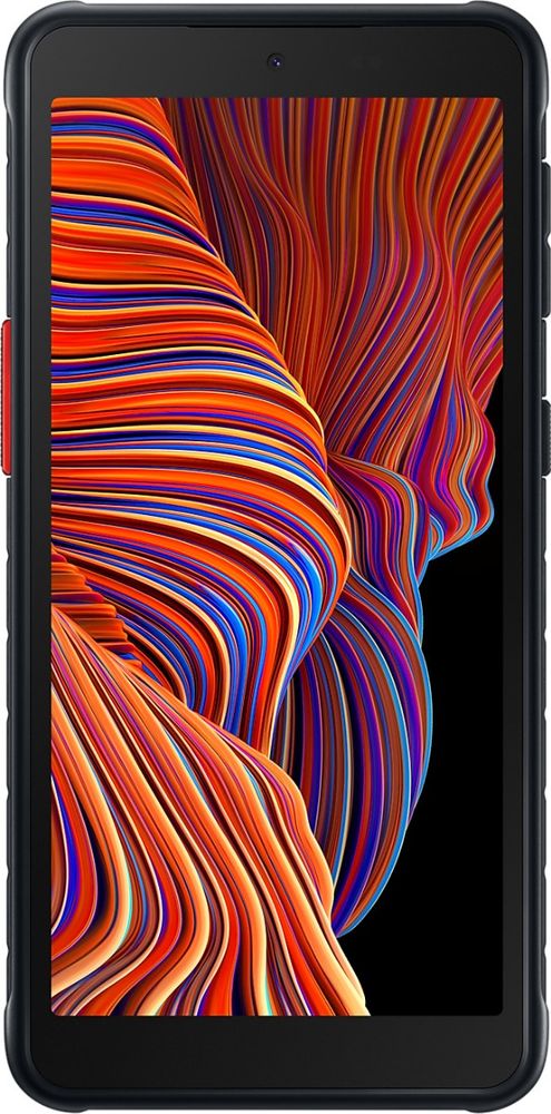 Samsung Galaxy Xcover 5 nutitelefon, 4+64GB, must, Enterprise Edition. Vastupidav disain, kohandatud värvilise lainelise taustaga.