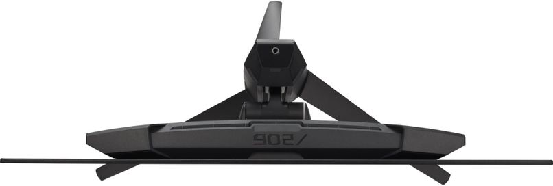 Must ASUS ROG Swift PG27AQDM 26.5-tolline WQHD monitor, reguleeritava kõrgusega jalg ja õhukeste äärtega disain.