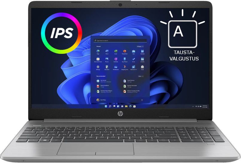 Sülearvuti HP 255 G9 15, Ryzen5 16GB 512GB, hõbe - Klick e-pood