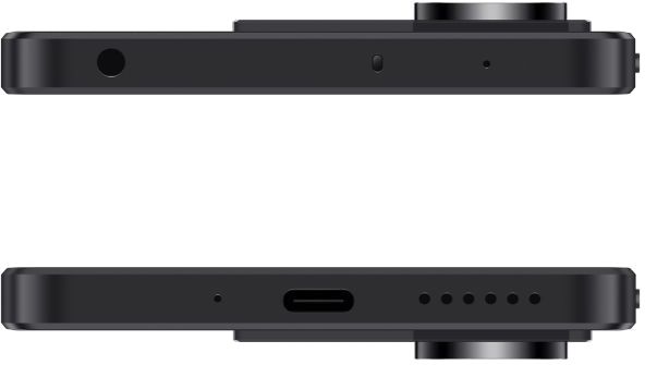 Nutitelefon Xiaomi Redmi Note 13 5G, 6+128GB, must – topeltvaatega disain, USB-C ja kõlariga põhi, must korpus, modernsed omadused.