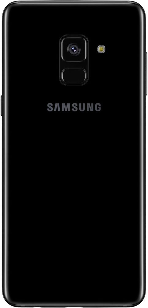 Samsung Galaxy A8 32GB nutitelefoni tagakülg mustas viimistluses, kaamera ja LED-välklambi ning Samsungi logo detailid.