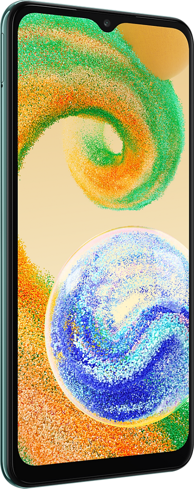 Nutitelefon Samsung Galaxy A04s, 3+32GB, esiküljel laia ekraaniga ja ümmarguse esikaamera avaga, särav roheline viimistlus, kaasaegse disainiga.
