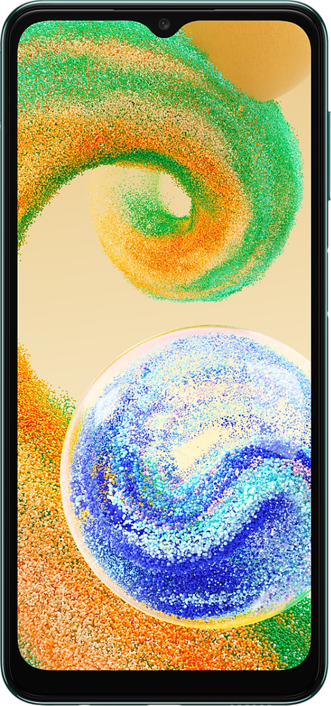 Samsung Galaxy A04s nutitelefon, 3+32GB, roheline. Suure 6.5-tollise HD+ ekraaniga, tagaküljel kolmekordse kaameraga ja sõrmejäljelugejaga.