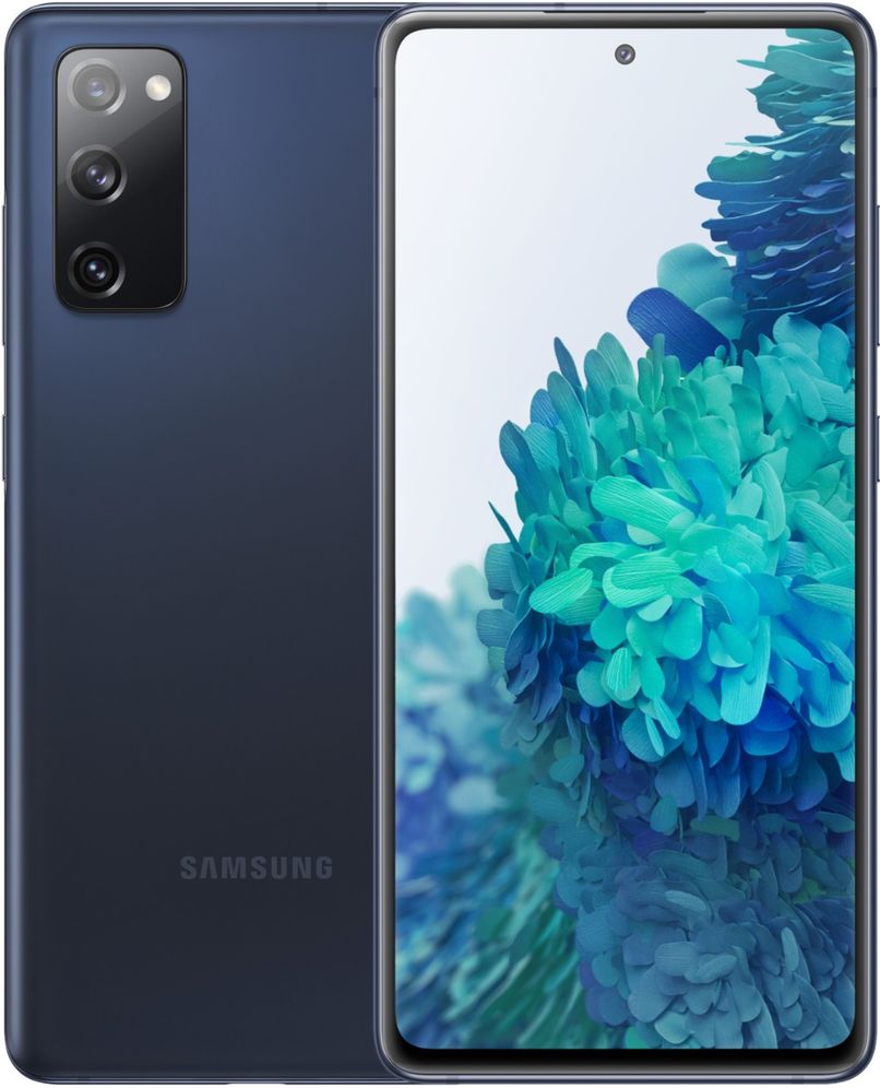 Samsung Galaxy S20 FE 128GB nutitelefon sinises värvitoonis, kolme tagakaameraga ja Infinity-O ekraaniga.