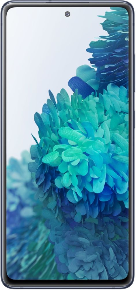 Samsung Galaxy S20 FE 128GB nutitelefon, erksinine värvitoon, 6.5-tolline Infinity-O ekraan, kolme kaameraga süsteem tagaküljel.